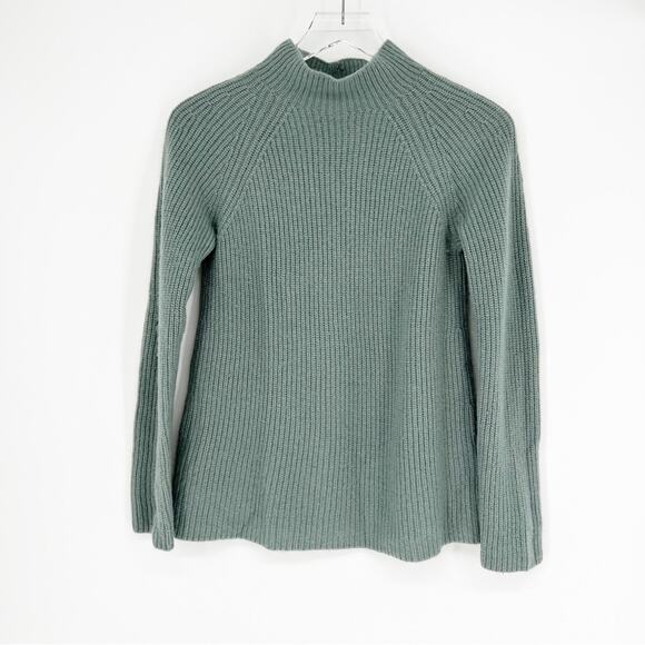 Vince Shaker Rib Mock Neck Wool Blend Sweater S Green - Picture 2 of 6